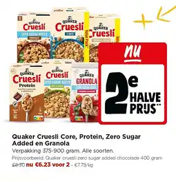 Jumbo Quaker Cruesli Core, Protein, Zero Sugar Added en Granola aanbieding