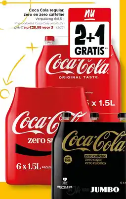 Jumbo Coca Cola regular, zero en zero caffeïne aanbieding