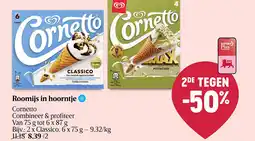 Delhaize Roomijs in hoorntje aanbieding