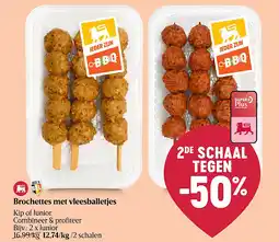 Delhaize Brochettes met vleesballetjes aanbieding