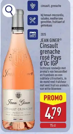 ALDI Jean Giner Cinsault grenache rosé Pays d'Oc IGP aanbieding