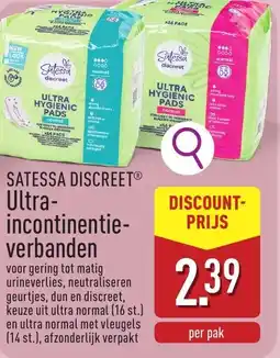 ALDI Satessa discreet ultra incontinentie verbanden aanbieding