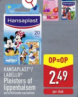 ALDI Hansaplast/ labello pleisters of lippenbalsem aanbieding