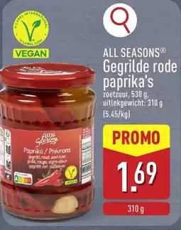 ALDI All seasons Gegrilde rode paprika's aanbieding