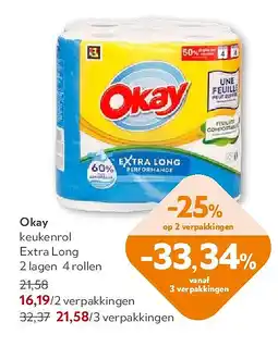 OKay Okay keukenrol Extra Long 2 lagen 4 rollen aanbieding