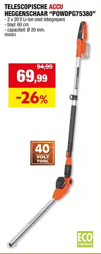 Hubo Powerpllus Telescopische Accu Heggenschaar "POWDPG75380" aanbieding