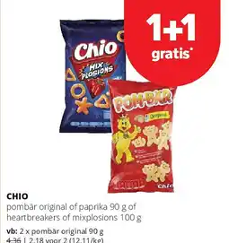 Spar CHIO pombär original of paprika aanbieding