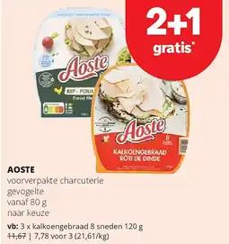 Spar AOSTE voorverpakte charcuterie gevogelte vanaf aanbieding