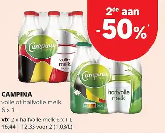 Spar CAMPINA volle of halfvolle melk aanbieding