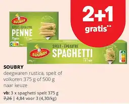 Spar SOUBRY deegwaren rustica, spelt of volkoren aanbieding