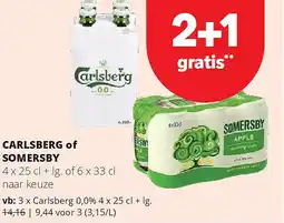 Spar CARLSBERG of SOMERSBY aanbieding