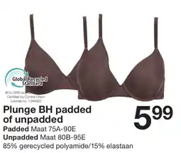Zeeman Plunge BH padded of unpadded aanbieding
