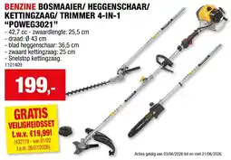 Hubo Benzine bosmaaier heggenschaar kettingzaag trimmer 4-in-1 POWEG3021 aanbieding