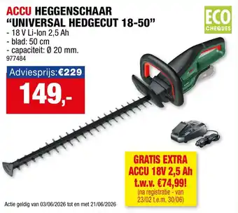 Hubo Accu heggenschaar universal hedgecut 18-50 aanbieding
