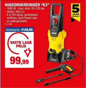 Hubo Hogedrukreiniger K3 aanbieding