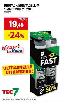 Hubo Tec7 Duopack Montagelijm Fast aanbieding
