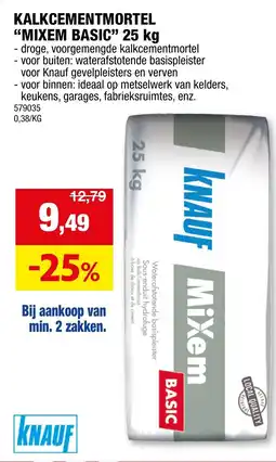Hubo Knauf Kalkcementmortel Mixem Basic aanbieding