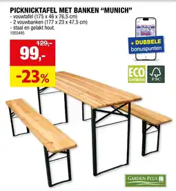 Hubo Garden Plus Picknicktafel met Bakken Munich aanbieding