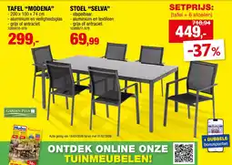 Hubo Setprijs: Tafel Modena + 6 Stoelen Selva aanbieding