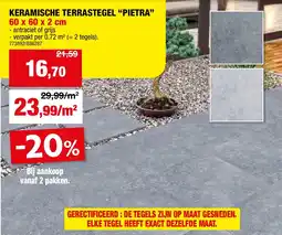 Hubo Keramische Terrastegel "Pietra” aanbieding