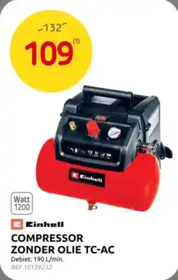 Brico Einhell Compressor Zonder Olie TC-AC aanbieding