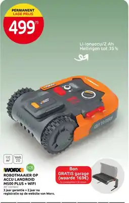Brico Worx Robotmaaier op Accu Landroid M500 Plus + Wifi aanbieding
