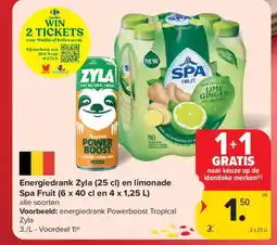 Carrefour Market Energiedrank zyla en limonade spa fruit aanbieding