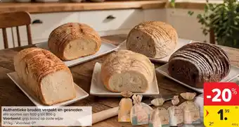Carrefour Market Authentieke broden verpakt en gesneden aanbieding