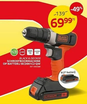 Brico Black + decker schroefboormachine op batterij bcd001c2-qw aanbieding