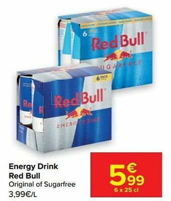 Carrefour Energy drink red bull aanbieding