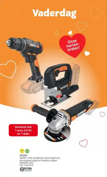 WORX Koffer met draadloze boormachine, decoupeerzaag en haakse slijper WX955