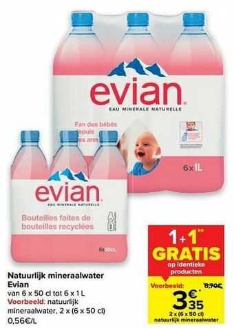 Carrefour Natuurlijk mineraalwater evian aanbieding