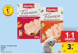 Carrefour Market Kalkoen of kipfilet natuur finesse herta aanbieding