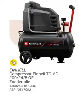 Brico Einhell Compressor Einhell TC-AC 200/24/8 OF Zonder olie aanbieding