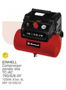 Brico Einhell compressor zonder olie TC-AC 190/6/8 OF aanbieding