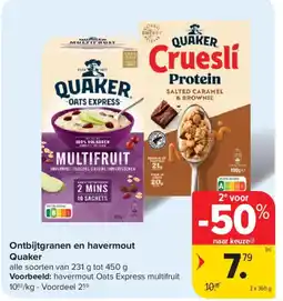 Carrefour Market Ontbijtgranen en havermout Quaker aanbieding