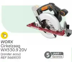 Brico Worx cirkelzaag WX530.9 20V aanbieding