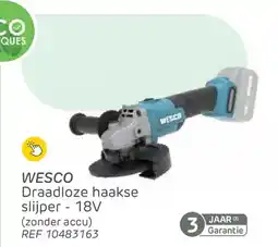 Brico Wesco draadloze haakse slijper aanbieding