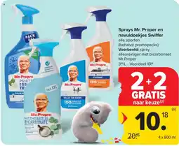 Carrefour Market Sprays mr. proper en navuldoekjes swiffer aanbieding