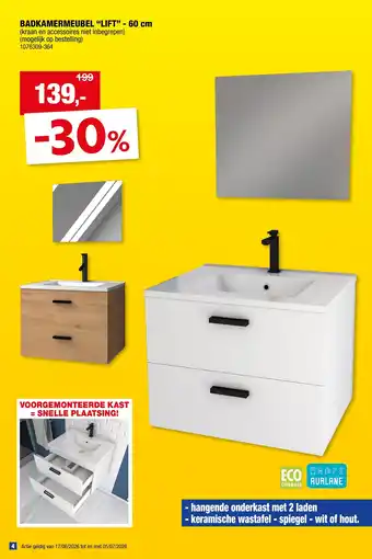 Hubo Badkamermeubel lift aanbieding
