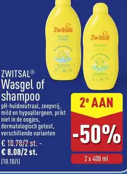 ALDI Zwitsal Wasgel of shampoo aanbieding