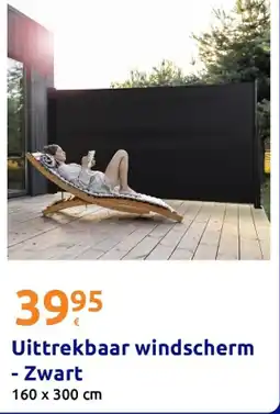 Action Uittrekbaar windscherm - Zwart aanbieding