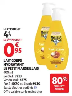 Auchan Lait corps hydratant le petit marseillais aanbieding