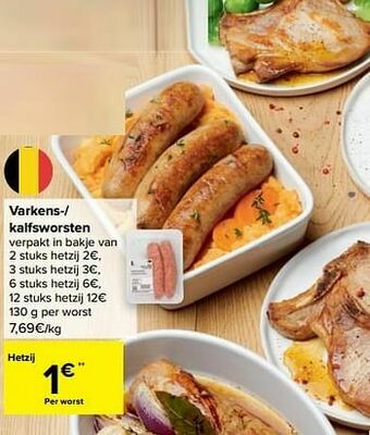 Carrefour Varkens-- kalfsworsten aanbieding