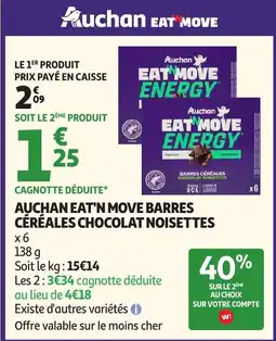 Auchan Auchan eat'n move barres céréales chocolat noisettes aanbieding