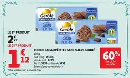 Auchan Cookie cacao pépites sans sucre gerblé aanbieding