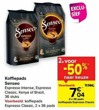 Carrefour Koffiepads espresso classic aanbieding