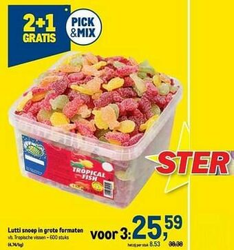 Makro Lutti snoep in grote formaten tropische vissen aanbieding
