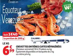Auchan Crevettes entières cuites réfrigérées aanbieding