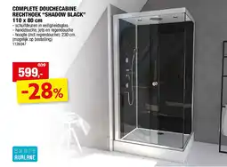 Hubo COMPLETE DOUCHECABINE RECHTHOEK “SHADOW BLACK” 110 x 80 cm aanbieding